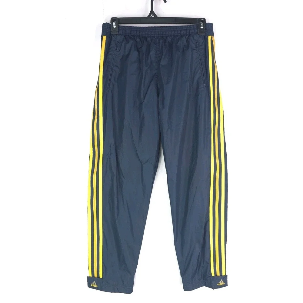 Vintage 90s Adidas Windbreaker Men Medium Track‎ Pants Blue Striped Full Leg Zip